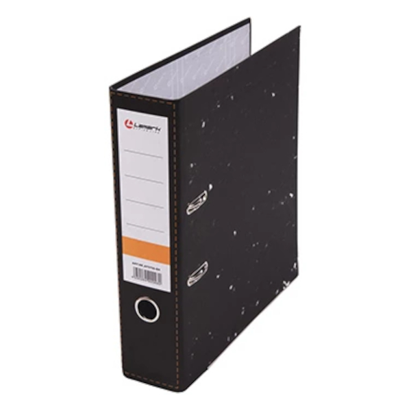 Файл А4, 75мм, картон, кант, мраморный черный AF0700-BK Lamark