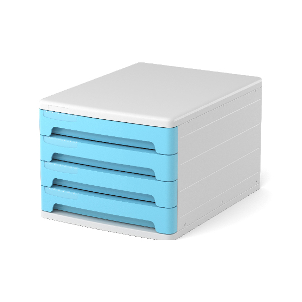 Файл-кабинет "Pastel" 4 секции, белый с голубыми ящиками 55869 Erich Krause