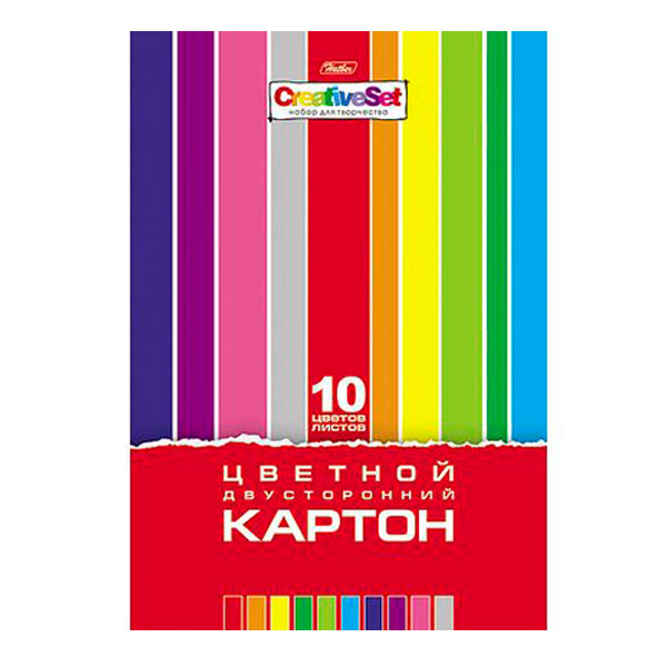 Картон мелованный/немелованный двусторон. А4 10л/10цв Hatber "Сreative Set" 10Кц4_05934