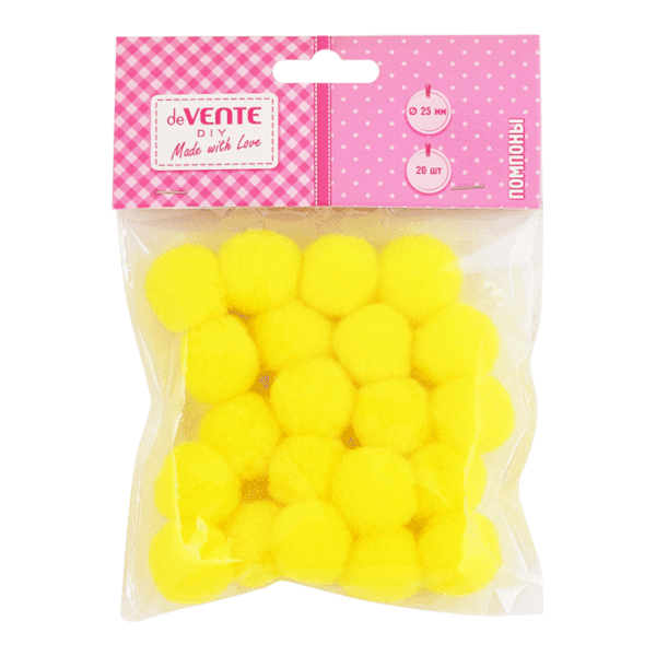 Помпоны 25мм, 20шт, желтый 8000020 deVENTE