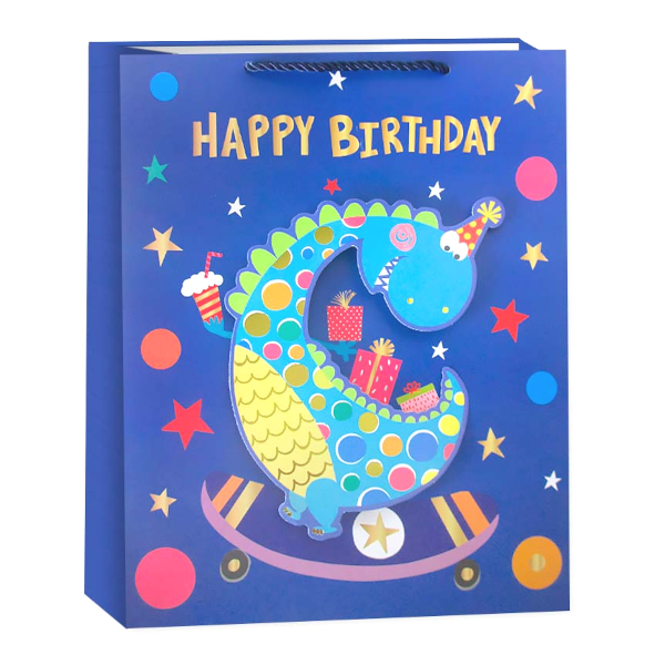 Пакет бумажный 23*18*10см "3D. Happy Birthday. Дизайн 3" 503464 Дон Баллон