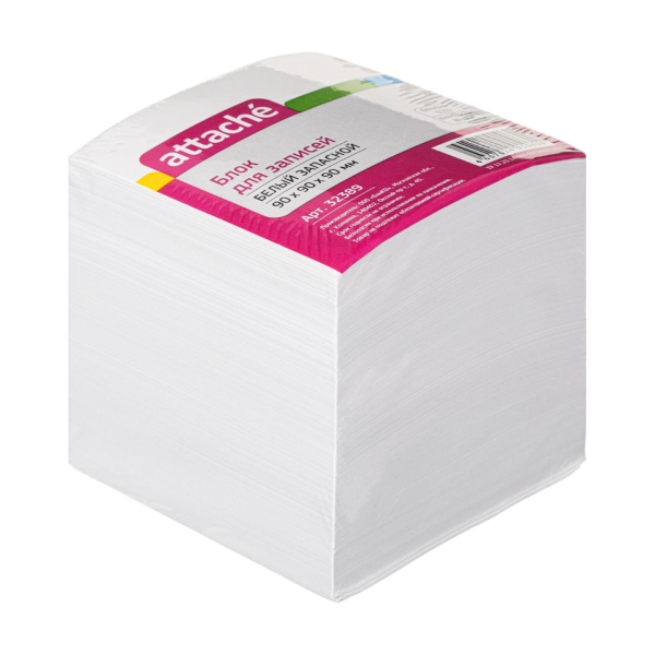 Блок для записей Attache 90*90*90мм, белый, 80г/м2, белизна 92% 32389
