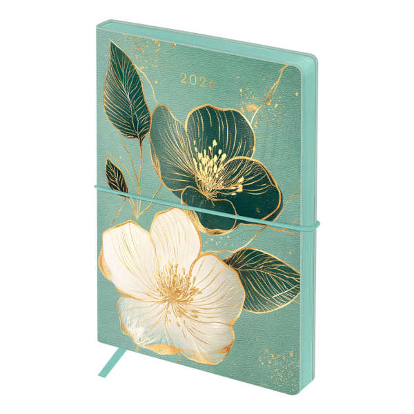 Ежедневник А6+ 2026 BG "Ornament" интегр.обл., иск.кожа, рисунок, зеленый DdА6+_09809