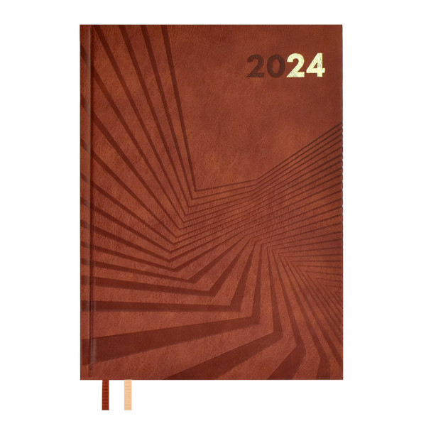 Ежедневник А5+ 2024г Escalada "Амальфи" тв. переплет, иск. кожа, коричневый 63723
