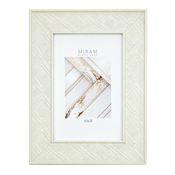 Фоторамка 10*15 пластик, багет 32мм, бежевый, вставка пластик, ножка 653268-4 МИРАМ