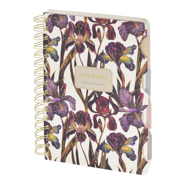 Записная книга А5 120л "Ирисы" клетка/линейка/точка, гребень, тв.обл. 3-737/09 BrunoVisconti