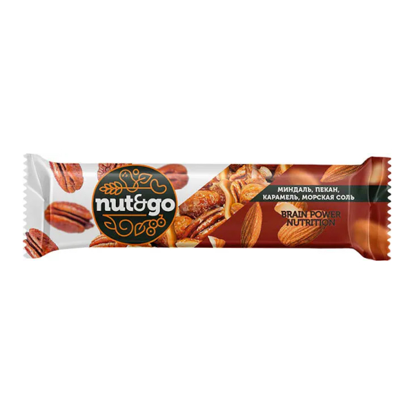 Батончик "Nut&Go. Миндаль, пекан, карамель, морская соль" 36гр КВК335 КДВ