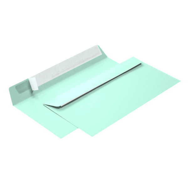 Конверт С65 114*229мм без окна, без запечатки, стрип, 75гр/м2 зеленый С65-2000-green