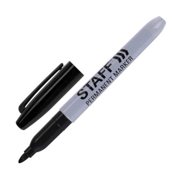 Маркер перм 2мм, спирт. осн., пулевид., черный, пластик. корп. "Everyday PM-233" 151233 Staff