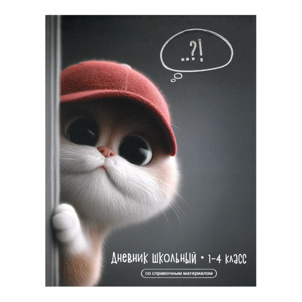 Дневник 1-4кл. тв. обл. "Кот в кепке" 7БЦ, шпаргалка для мл.классов 72722 Феникс+