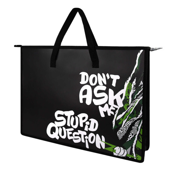 Папка с ручками А3 (450*330мм) 1отд., пластик, молния "Не задавай вопросов" 69272 Феникс+