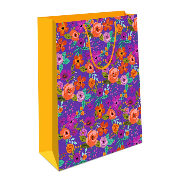 Пакет бумажный 14,5*11,5*6,5см "Цветы на фиолетовом" 0291.578 Арт Дизайн
