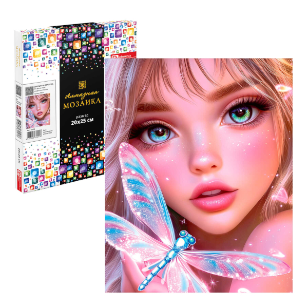 Алмазная мозаика Феникс+ 20*25см "Девушка и стрекоза" 70839