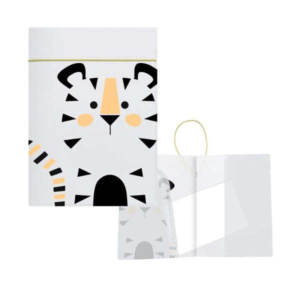 Папка для тетрадей А5 2отд., пластик, резинка "Тигр" 51174 Феникс+