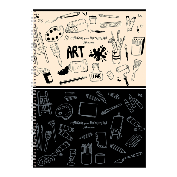 Альбом для рис 24л А4 "Mono-art" 100г/м2, гребень, мел.карт., ассорти АР4гр24 08629 BG