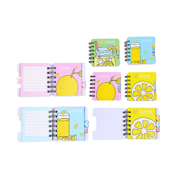 Блокнот 93*93мм 57л "Lemon" линейка, гребень, тв.обл., картон, ассорти M-8469 MAZARI