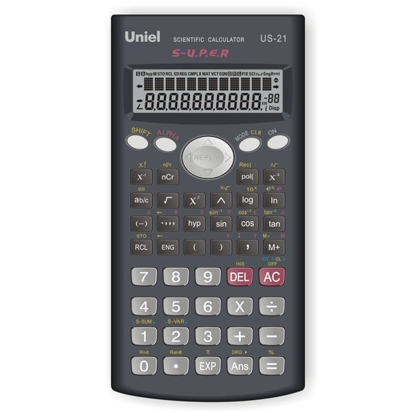 Калькулятор Uniel US-21 (черный) инженерный 10+2р (240 функций)
