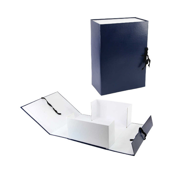 Короб архивный разборный А4, 12см, бумвинил, завязки, синий КРБ4120-203 Imige