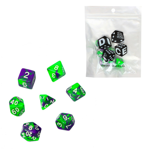 Игра настольная "Набор кубиков для D&D. Нефрит", 7 кубиков 9891847 Время игры