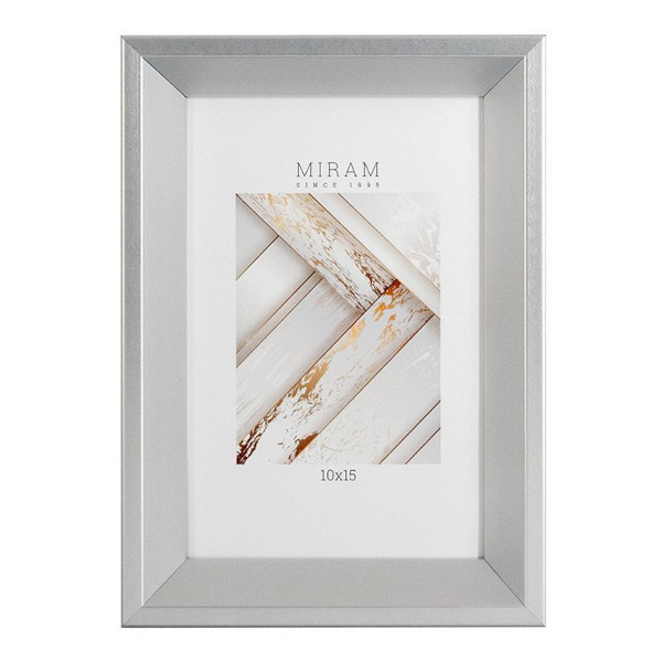 Фоторамка 10*15 пластик, багет 20мм, серебро, вставка пластик, ножка 652521-4 МИРАМ