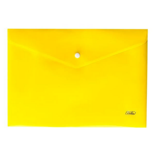 Папка-конверт на кнопке А4, 1отд., 180мкм, непрозрач., желтая АКк4_00005 Hatber