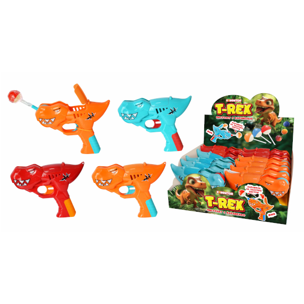 Карамель леденцовая на палочке "Пистолет. T-Rex" 10гр, ассорти КТ95372 Конфитой
