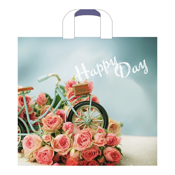 Пакет полиэтиленовый 34*38см "Счастливый день" 70мкм, петля ручка ПТЛ54563 Миленд.