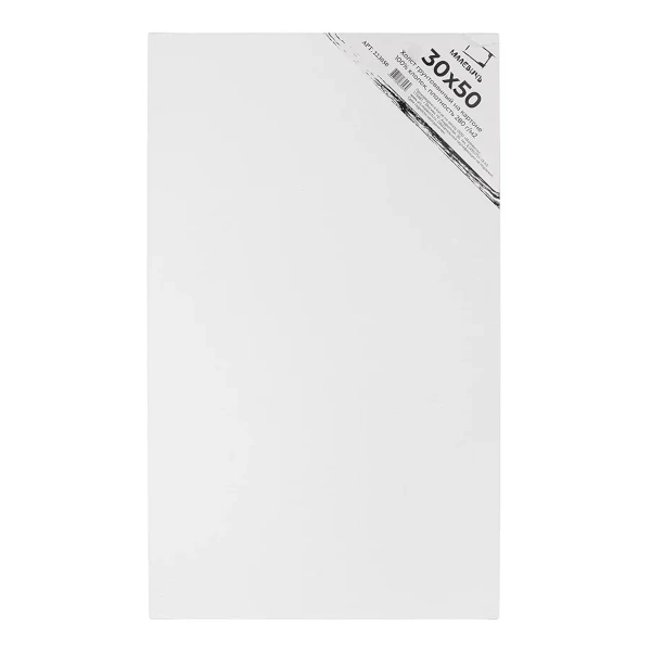 Холст грунтованный на картоне 30*50см, 280г/м2, мелкое зерно, хлопок 223050 Малевичъ