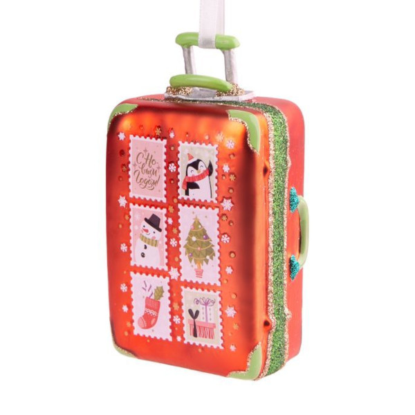 Украшение подвесное Феникс-Презент "Красный Чемодан" стекло, 4,7*7*12,3см 87250