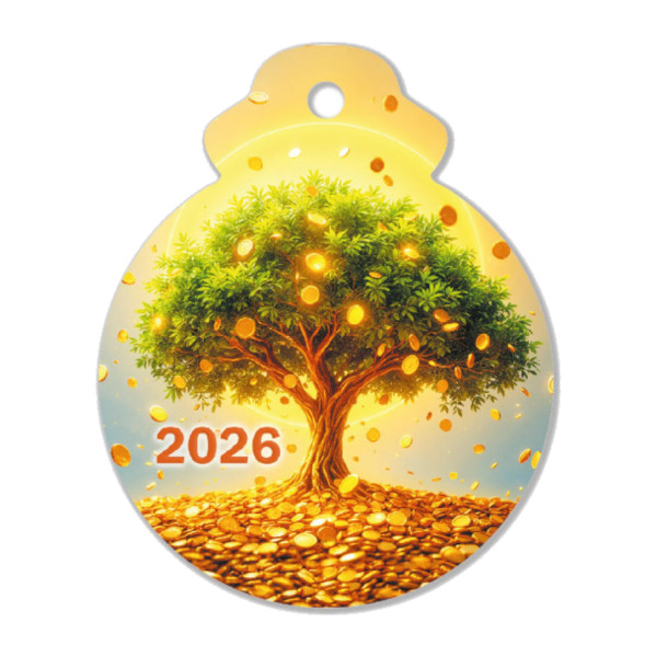 Магнит фигурный "Денежное дерево. 2026" 64*83мм 9725 Квадра