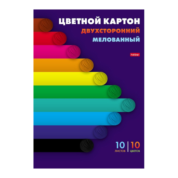 Картон мелованный А4 10л/10цв 2-хстор. Hatber "Векторные линии" 10Кц4_32442