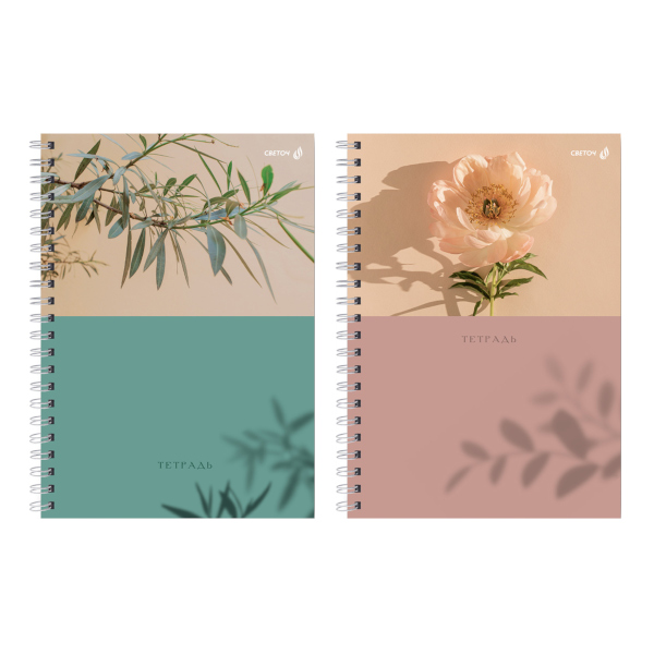 Тетрадь 96л А4 клетка/гребень "Цветочные мотивы 01245" картон, ассорти Т129 Светоч