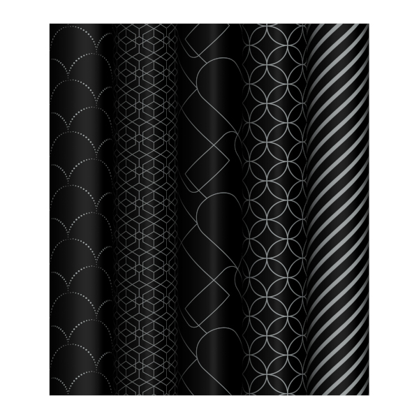 Бумага упаковочная "Pattern on black" глянц., 70*100см, рулон, ассорти MS_53487 MESHU