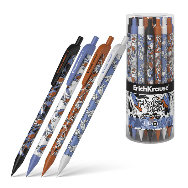 Карандаш механический 0,5мм HB, пластик. корп., ассорти "Tulips" 55281 Erich Krause