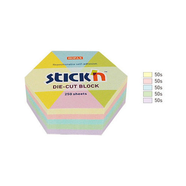 Липкий блок Stick`n "Гексагон" 61*70мм, 250л, пастель, ассорти 21826