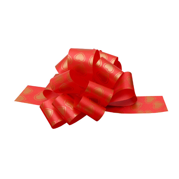 Бант для подарочной упаковки "Шар №3 Сердца" 9,13 см, красный  817826 (1 шт)