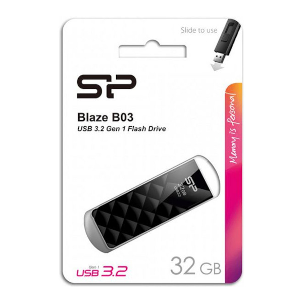 Память Flash Drive 32Gb USB 3.2 Silicon Power Blaze B03 черный SP032GBUF3B03V1K