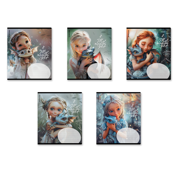 Тетрадь 12л А5+ линейка "Magic Pet" картон, ассорти 63247 Erich Krause