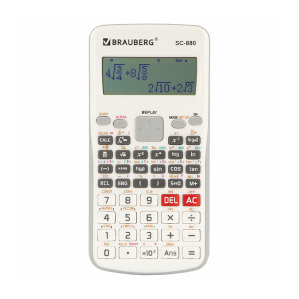 Калькулятор Brauberg SC-880-N (белый) инженерный для ЕГЭ 10+2р (417 функций)