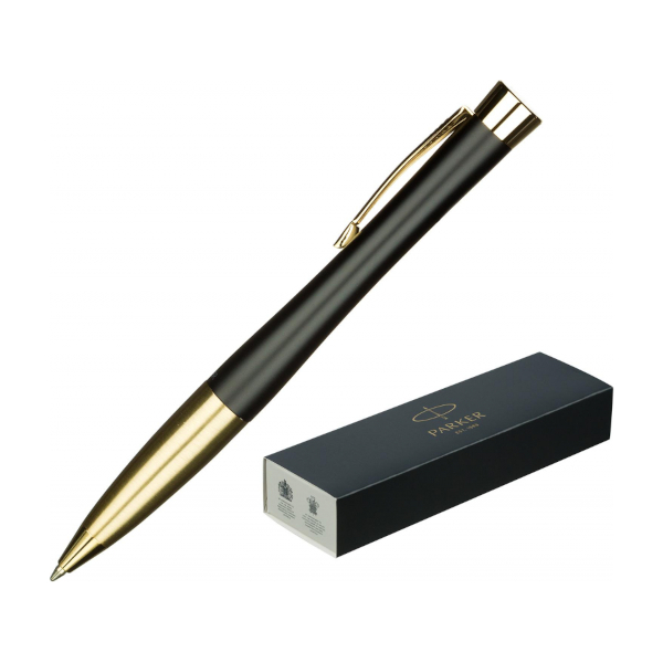 Ручка шар PARKER "Urban Muted Black GT BP Twist" синяя, черн. латун. корп., хром. отд., 1мм 2143640