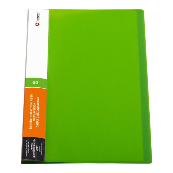Папка 60 файлов А4, 40мм, 600мкм, карман корешок, зеленая "Неон" DB0036-IMGN Lamark