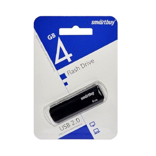 Память Flash Drive 4Gb USB 2.0. Smartbuy Clue черный