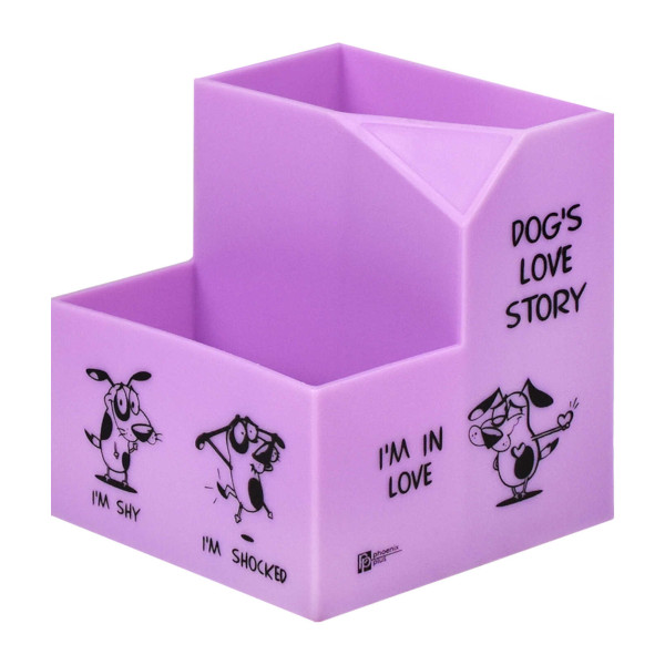 Подставка-органайзер пластик, 2 отд., фиолетовый "Дог лав стори" 59946 Феникс+