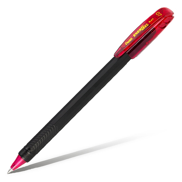 Ручка гелевая 0,7мм, красный, черн. корп. "EnerGel" BL417-B Pentel