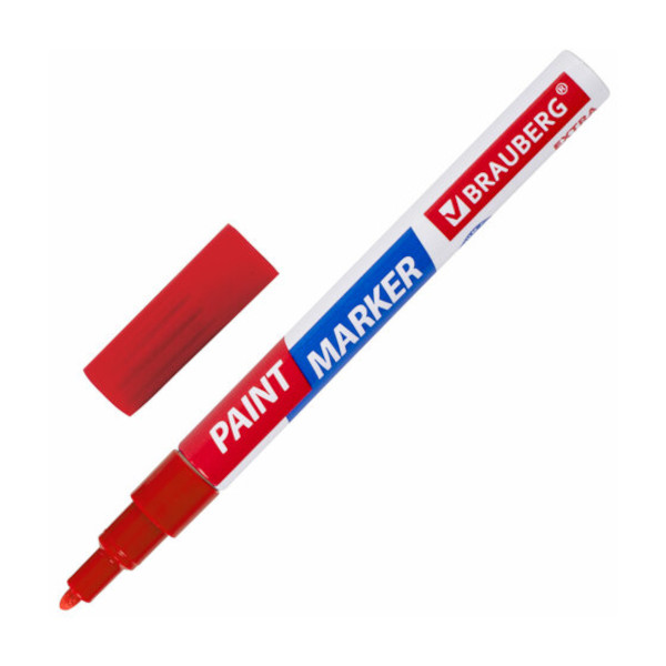 Маркер-краска 2мм, нитро осн., пулевид, красный, алюм. корп, лаковый EXTRA 151969 Brauberg
