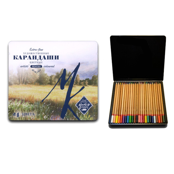 Карандаши 24цв, дерево, круглые "Мастер класс" метал.уп. 1521202047 Невская палитра