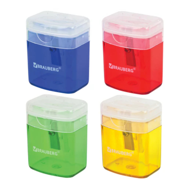 Точилка Brauberg "OfficeBox" 1 отв. пластиковая, контейнер ассорти 222494