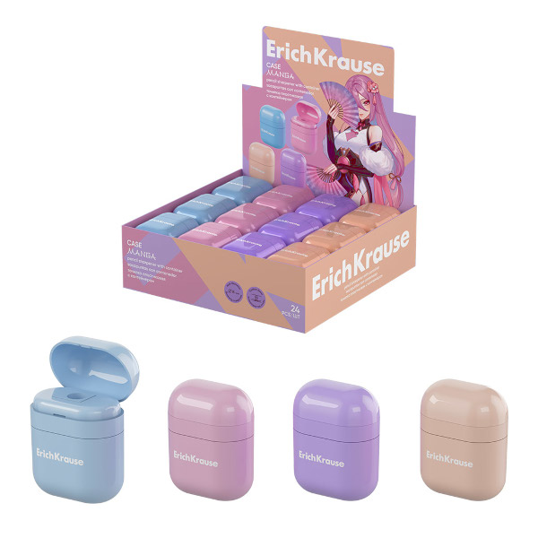 Точилка Erich Krause "Manga" 1 отв., пластик, ассорти 60041