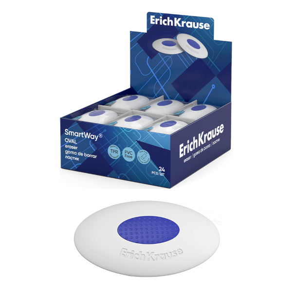 Ластик Erich Krause "SmartWay Oval" овал 52*34*12мм, термопласт. резина, белый 45532