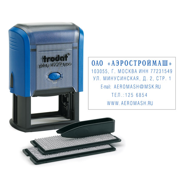 Штамп 6-стр. самонаборный 50 * 30мм Trodat 4929 синий 2 кассы символов 6005/6006